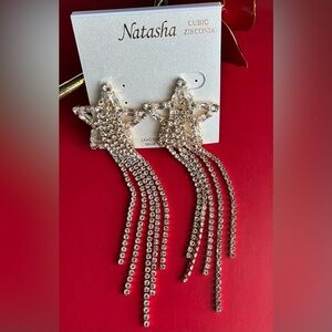 Natasha Couture Silver Star Cascade Earrings